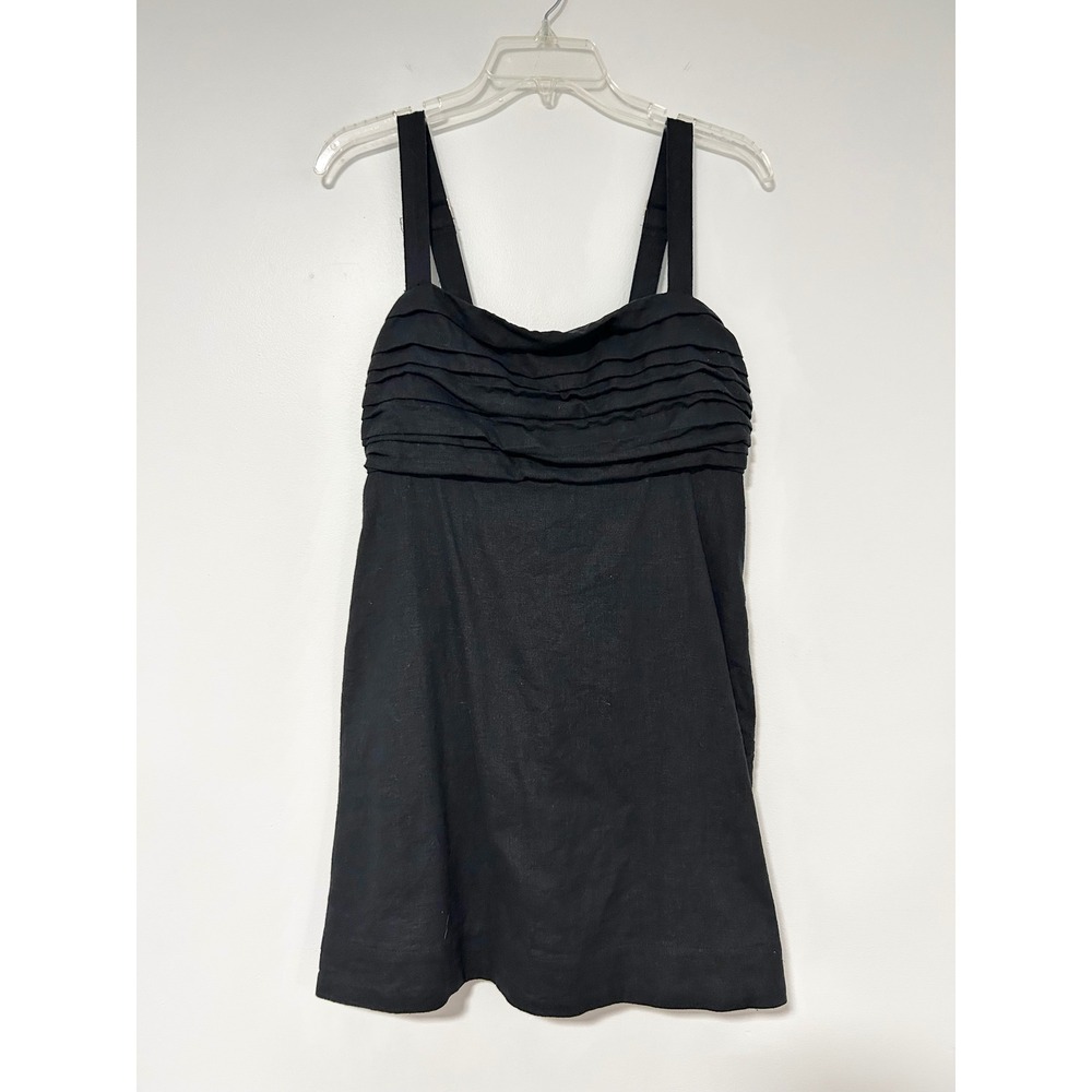 Abercrombie & Fitch Womens Black Linen Blend Ruffle Bust Smocked Camisole Top M